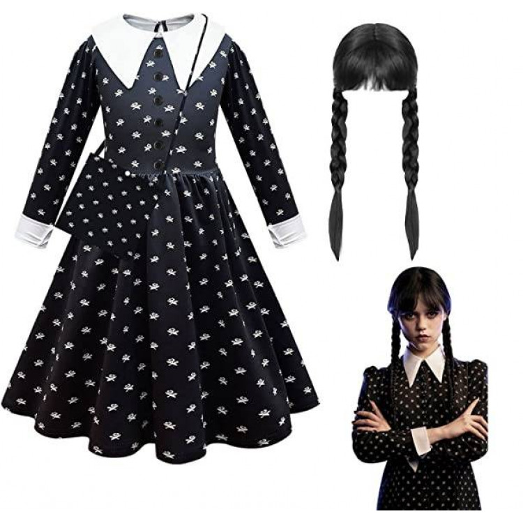 Karnevalový kostým – Wednesday Addams s doplnkami (140)